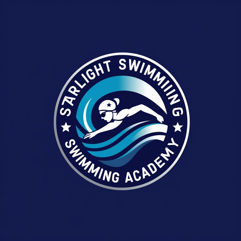 Starlight Swimming Academy Logo - Deep Blue and Bright White
